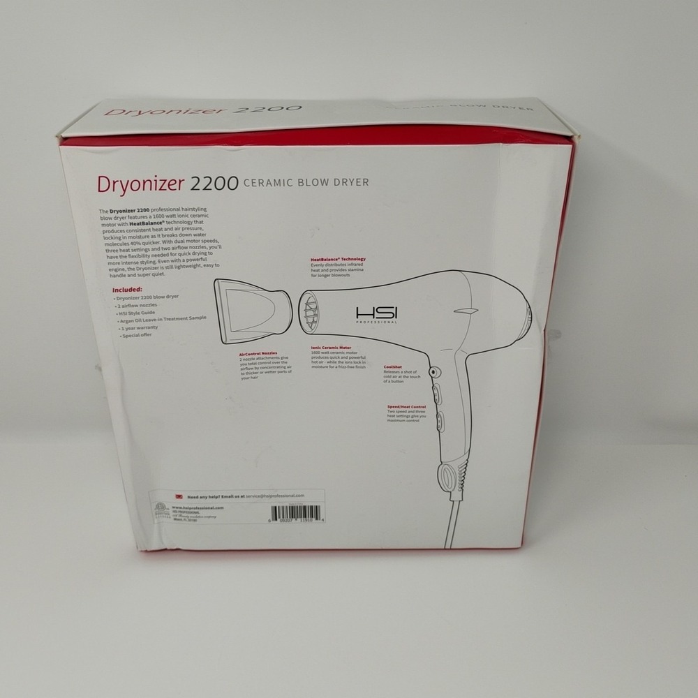 HSI Hair Blow Dryer Dryonizer 2200 Professional Ionic Ceramic 1600W - See Notes - Picture 9 of 10